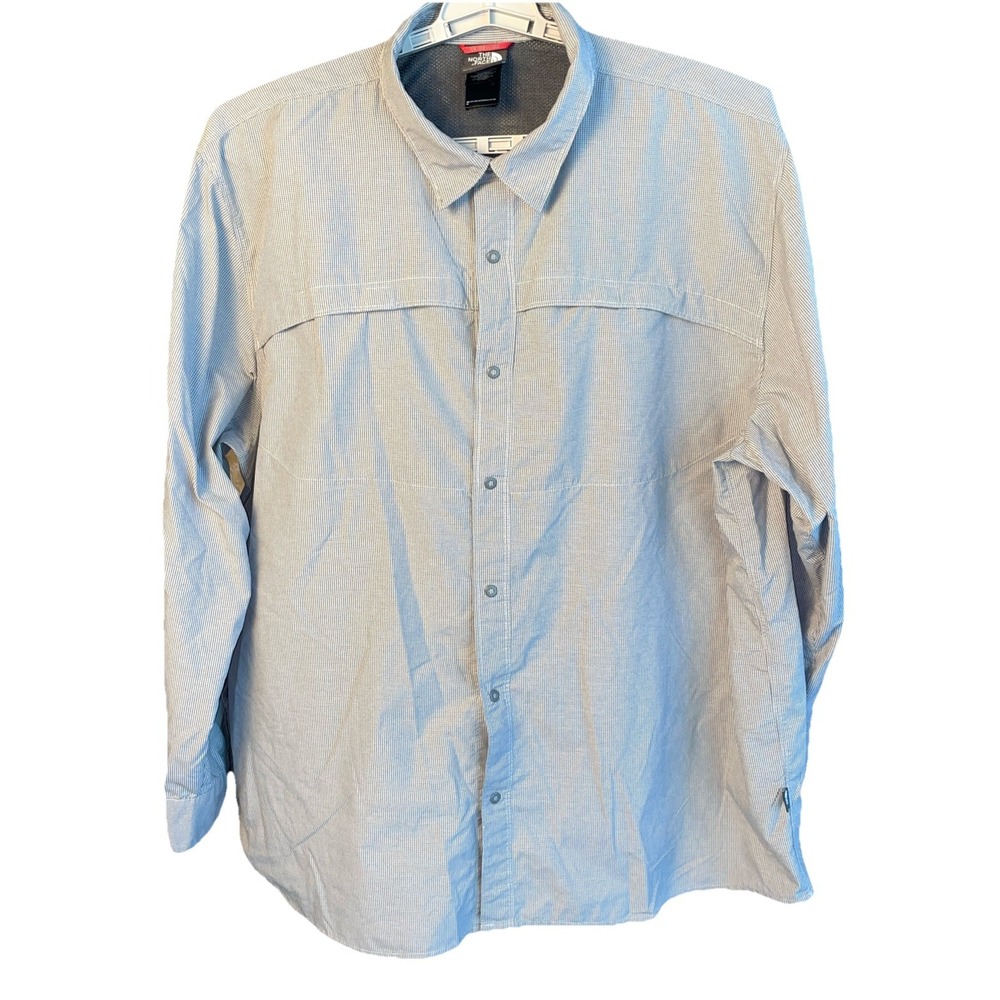 The North Face Shirt Mens XXL Long Sleeve Pockets Button‎ Up Lightweight Gray